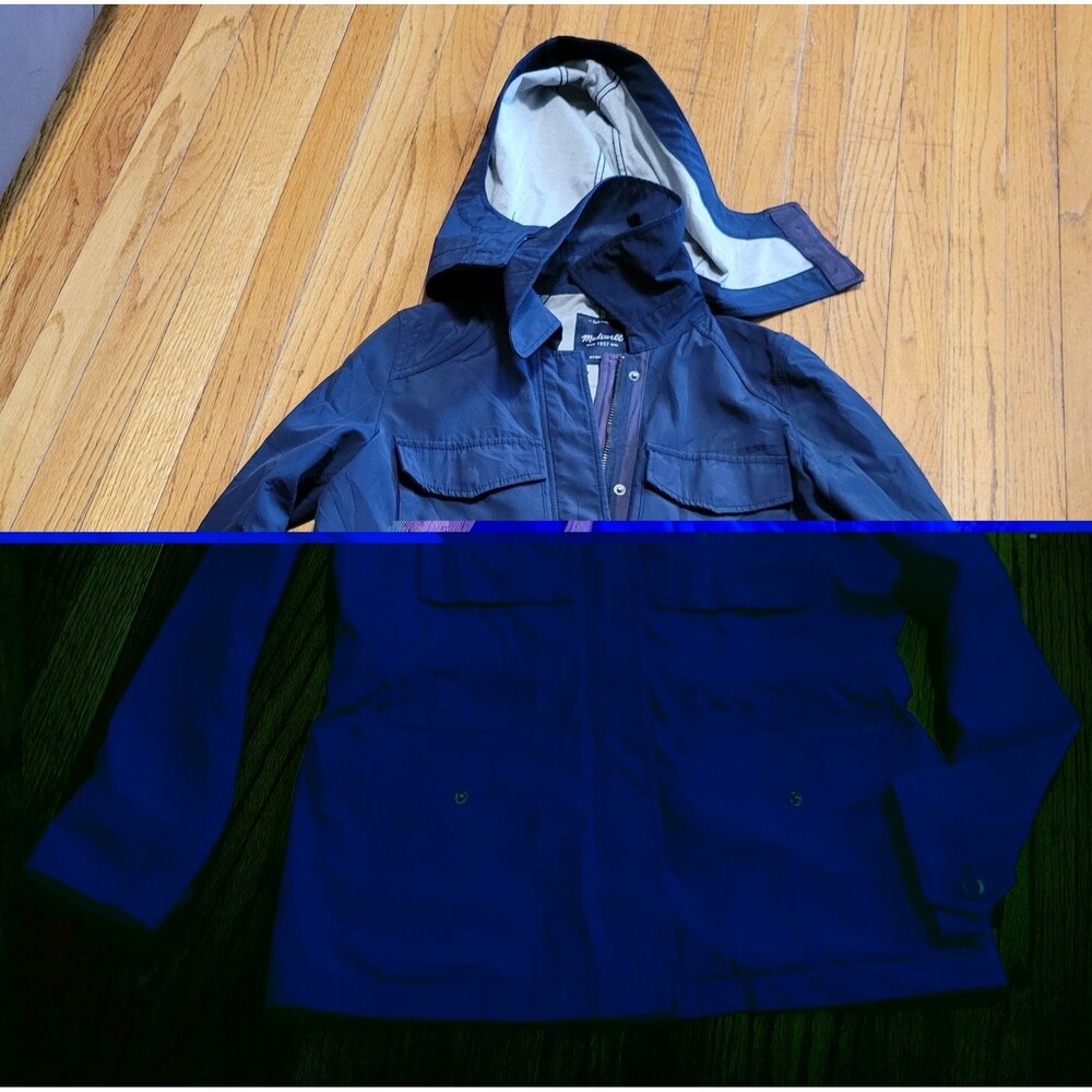 Madewell Fieldwalk Winter Jacket medium Navy Blue Hooded Lightweight rain